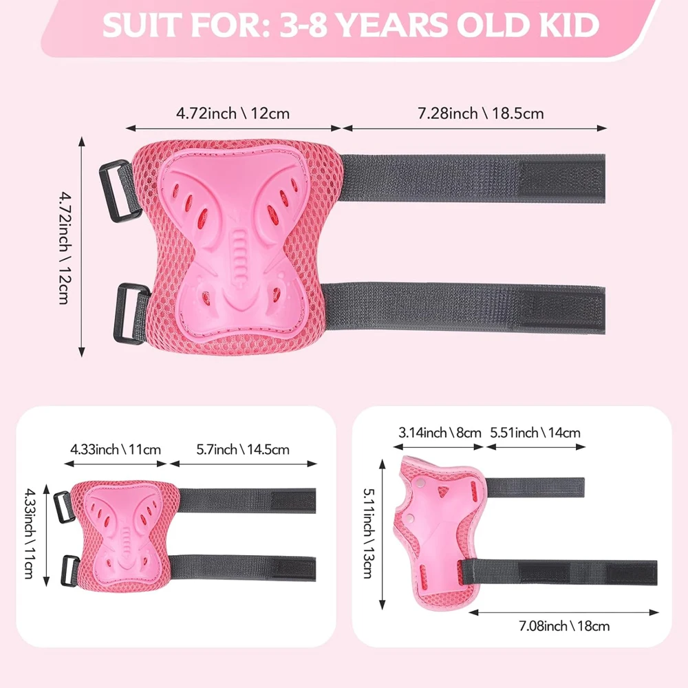 6-in-1-Knieschützer, Ellenbogenschützer mit Handgelenkschützern für Kinder im Alter von 3–10 Jahren, Schutzausrüstung zum Skaten, Radfahren, Radfahren, Rollschuhe, Roller – Detail 12