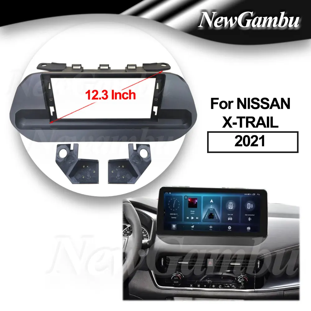 12,3 pulgadas para NISSAN X-TRAIL 2021 marco de gama baja sin adaptador de Cable Kits de ajuste de tablero Panel Facia reproductor de Radio 2 Din