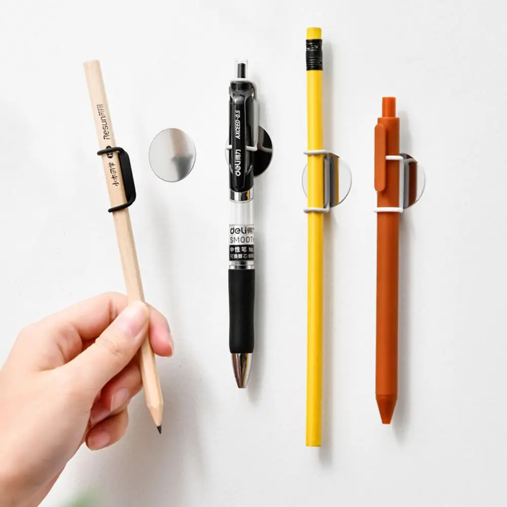 

4pcs/set Easy To Store Magnetic Pen Pencil Holder Vintage Colorful Elastic Band Pen Holder Portable Light Weight
