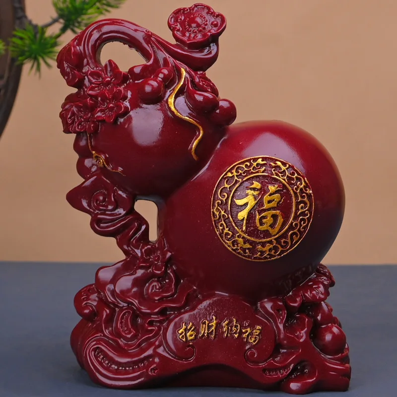 Cinnabar Nafu gourd ornament, living room Wangzhai ornament, entrance wine cabinet, TV cabinet, handicrafts, new home gifts