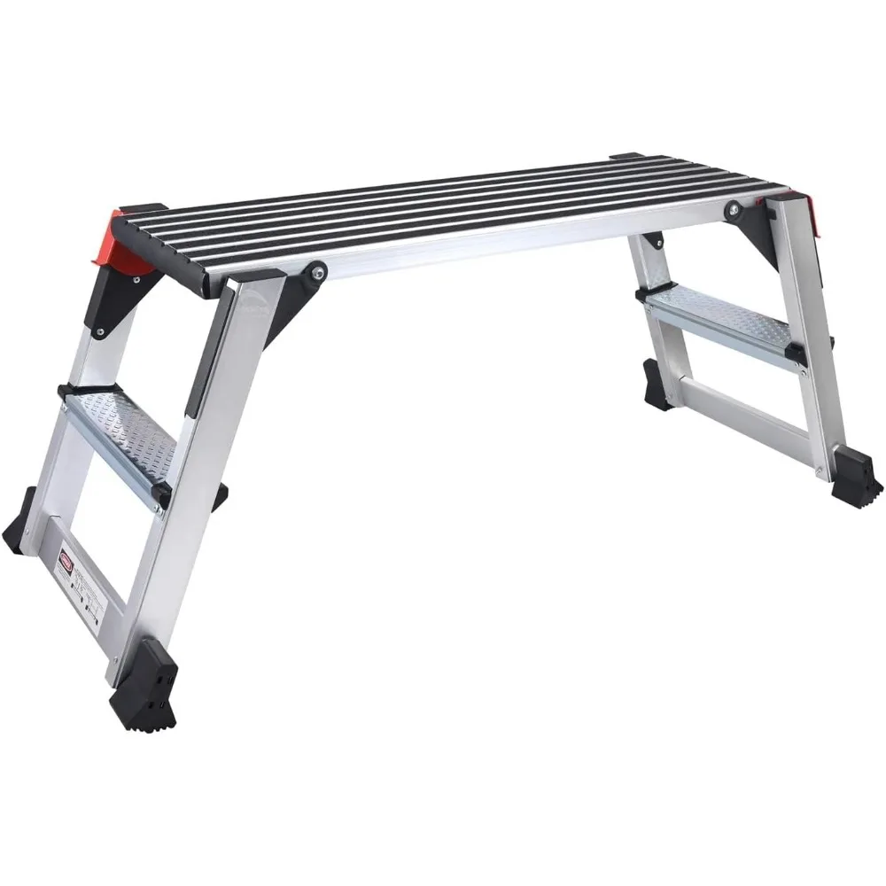 Aluminum Work Platform Large Size Step Stool Folding Portable Work Bench with Non-Slip Mat Capacity 660 LBS Heavy Duty