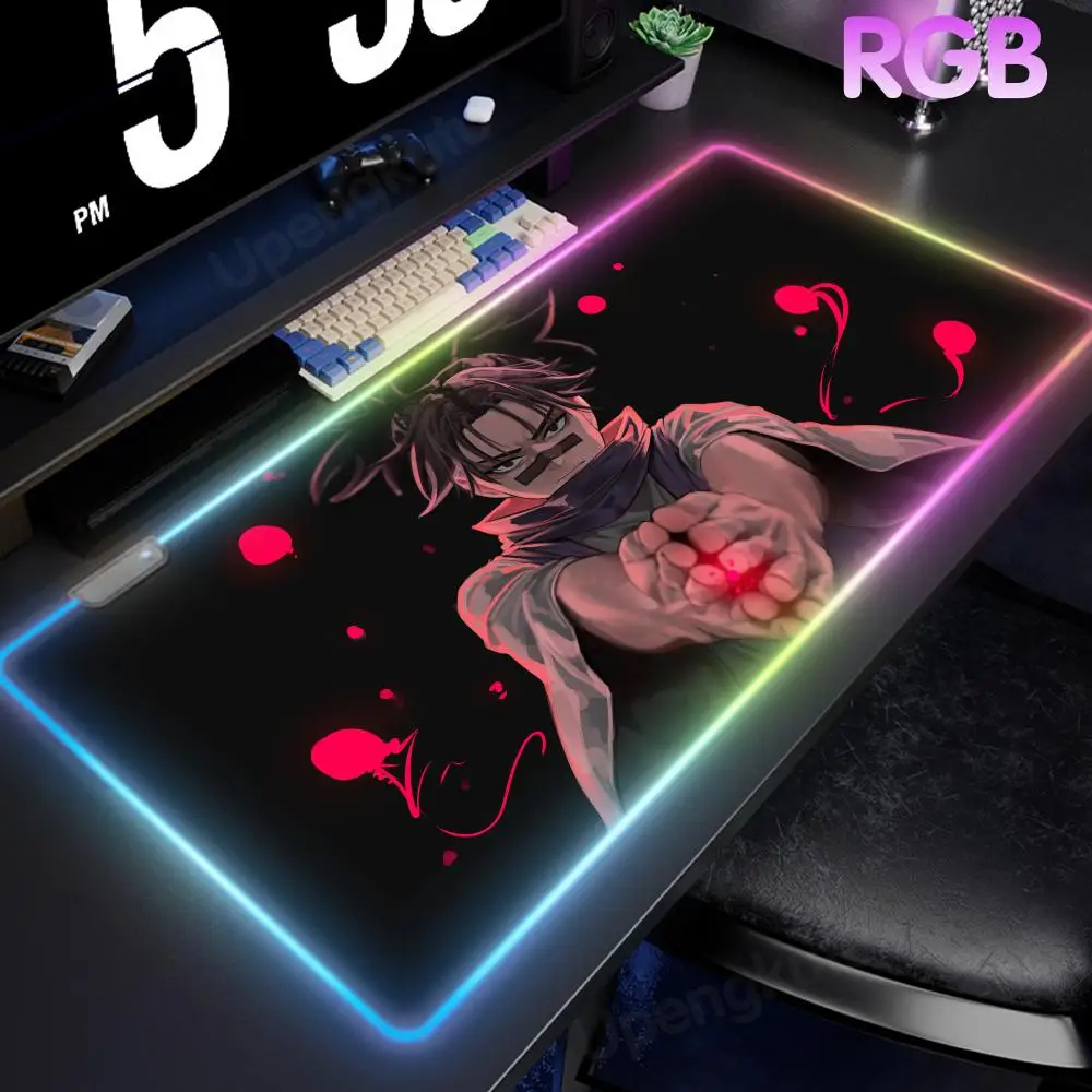 C_choso Anime Playmat Mouse Mat Mouse Pad RGB Mouse Pad LED Large Gamer Luminous Anti-slip Expansion pad Desk Mat