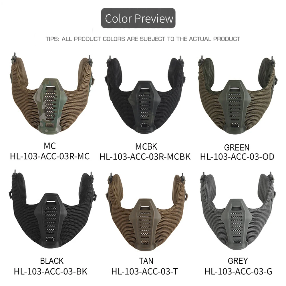 التكتيكية 3.0 ويندي خوذة نصف قناع الوجه مع خوذة غطاء الأذن حماية للصيد الادسنس CS الألوان الخوذ الملحقات