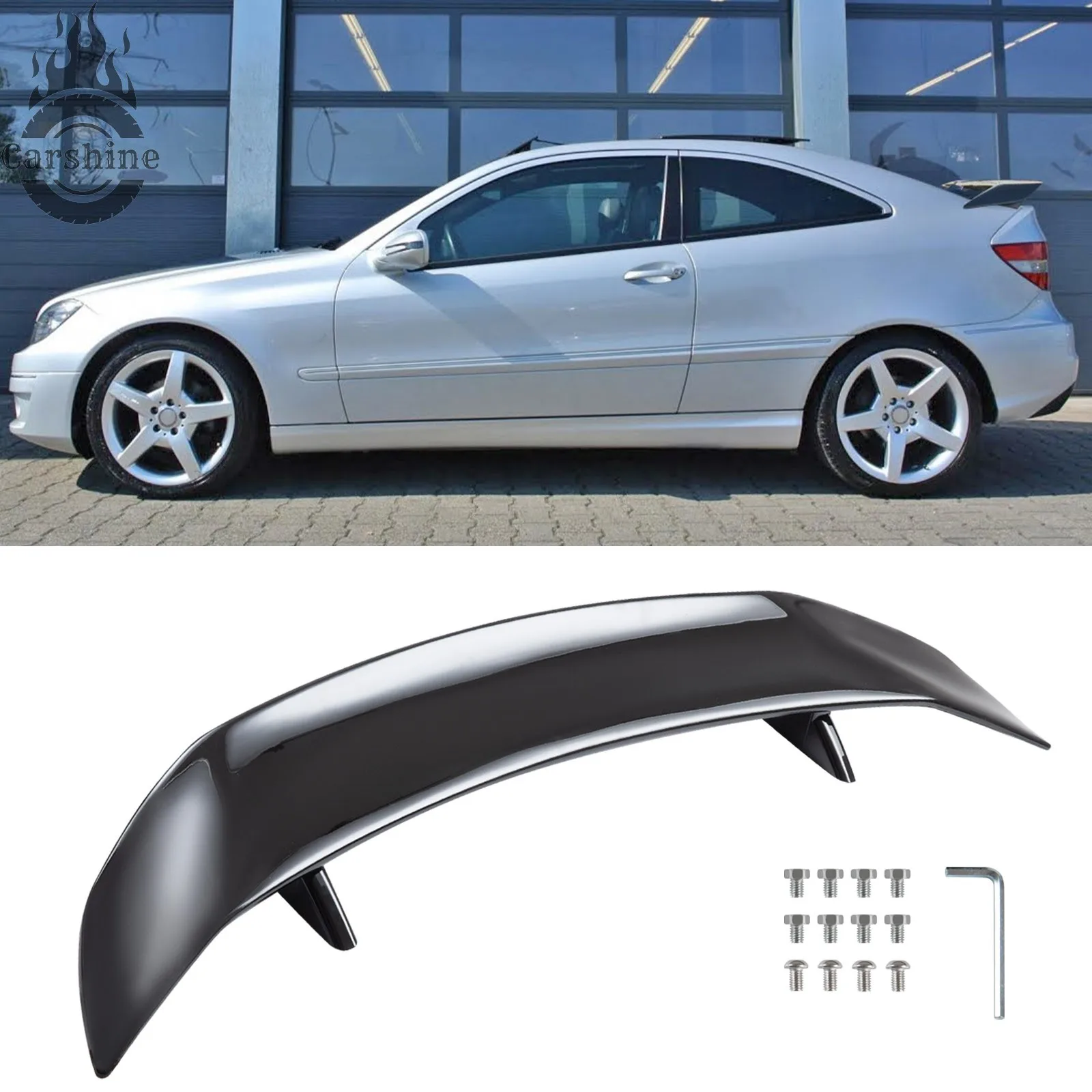 

47-дюймовый спойлер на задний багажник, глянцевый черный, для Mercedes Benz CL200 2002 года