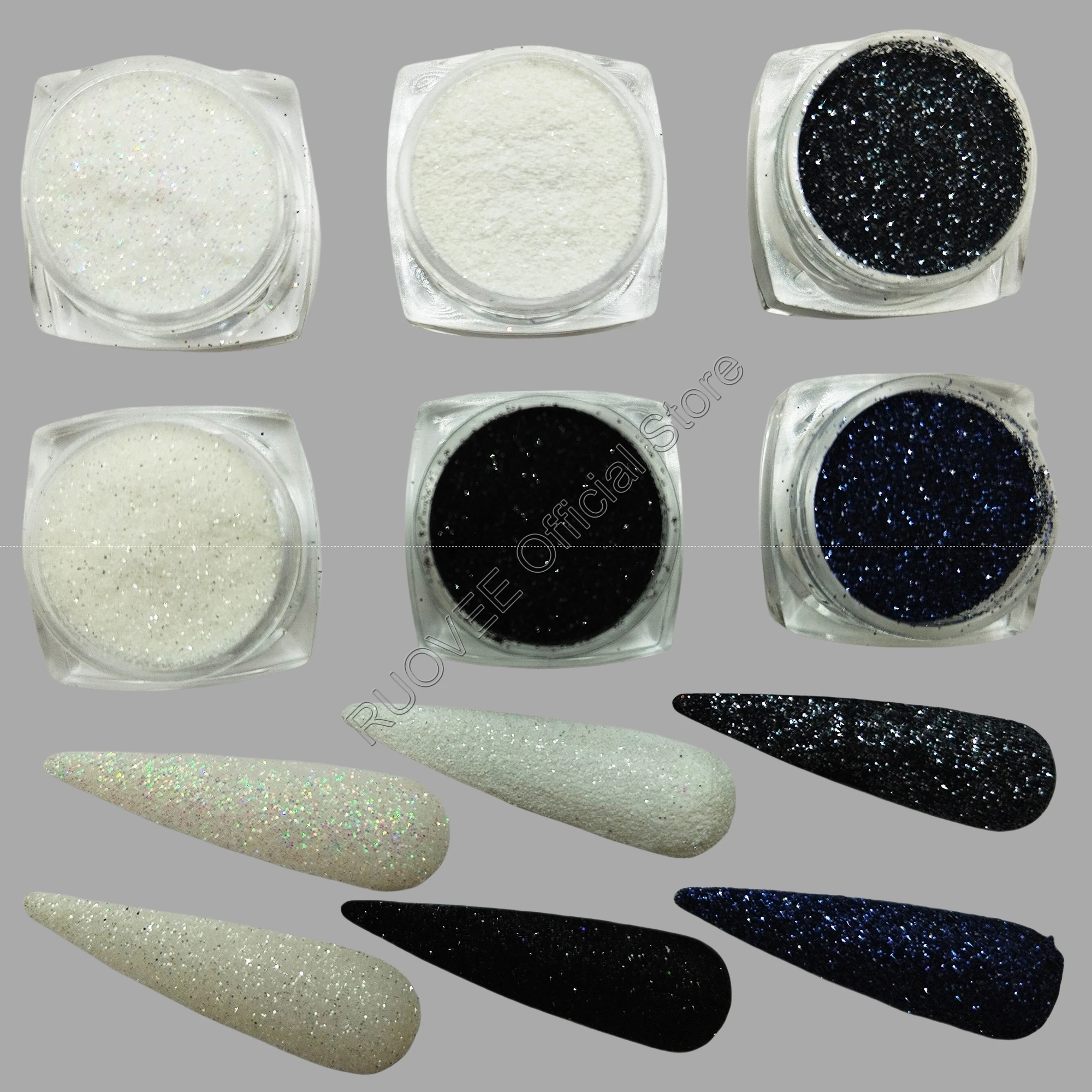 6/12 colores 0,2 MM iridiscente holográfica plata negro blanco azúcar arena brillo polvo arte de uñas maquillaje artesanía vaso de pintura facial