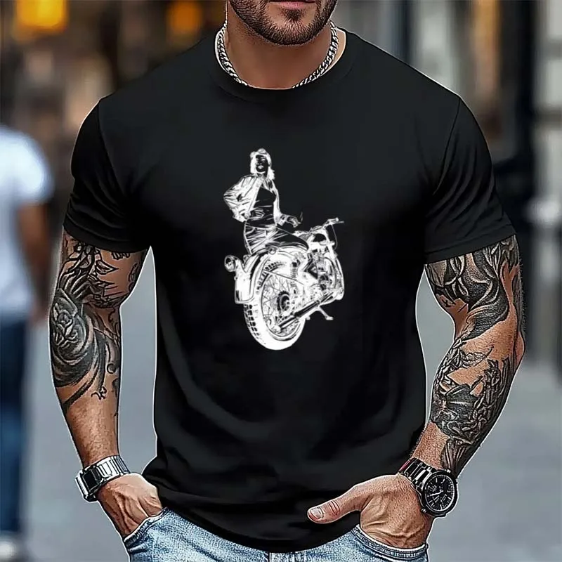 

Girl With A Motorcycle T-Shirt Oversized T Shirt Unisex Tops Cotton Tees Fitness Tshirt Streetwear Graphic Men's Clothing