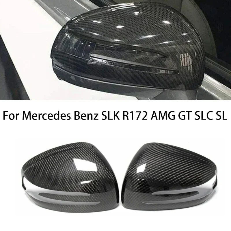 

Real Carbon Fiber Rear Side Mirror Covers For Mercedes Benz SLK R172 AMG GT SLC SL R197 200 230 250 350 2012-2018