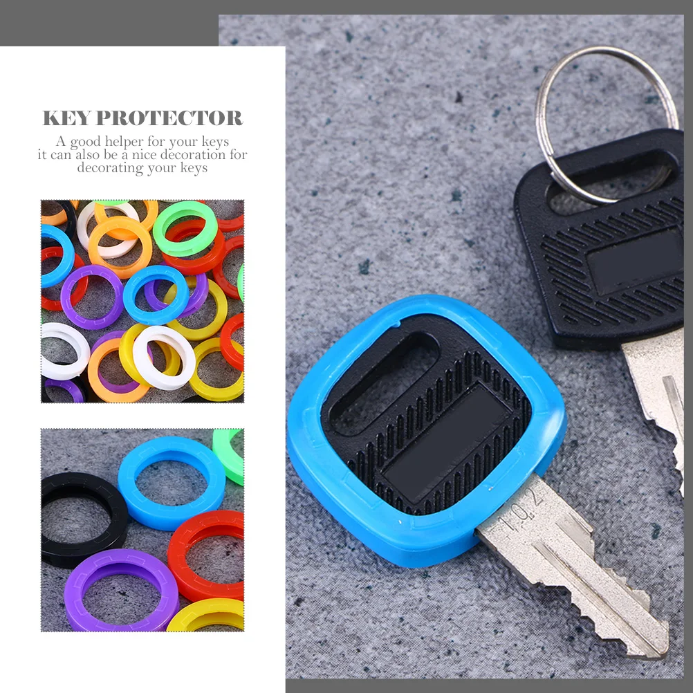 

50pcs Silicone Covers Bright Colored Key Caps Water Dust Proof Decorative Key Chain Accessories Elastic Protector