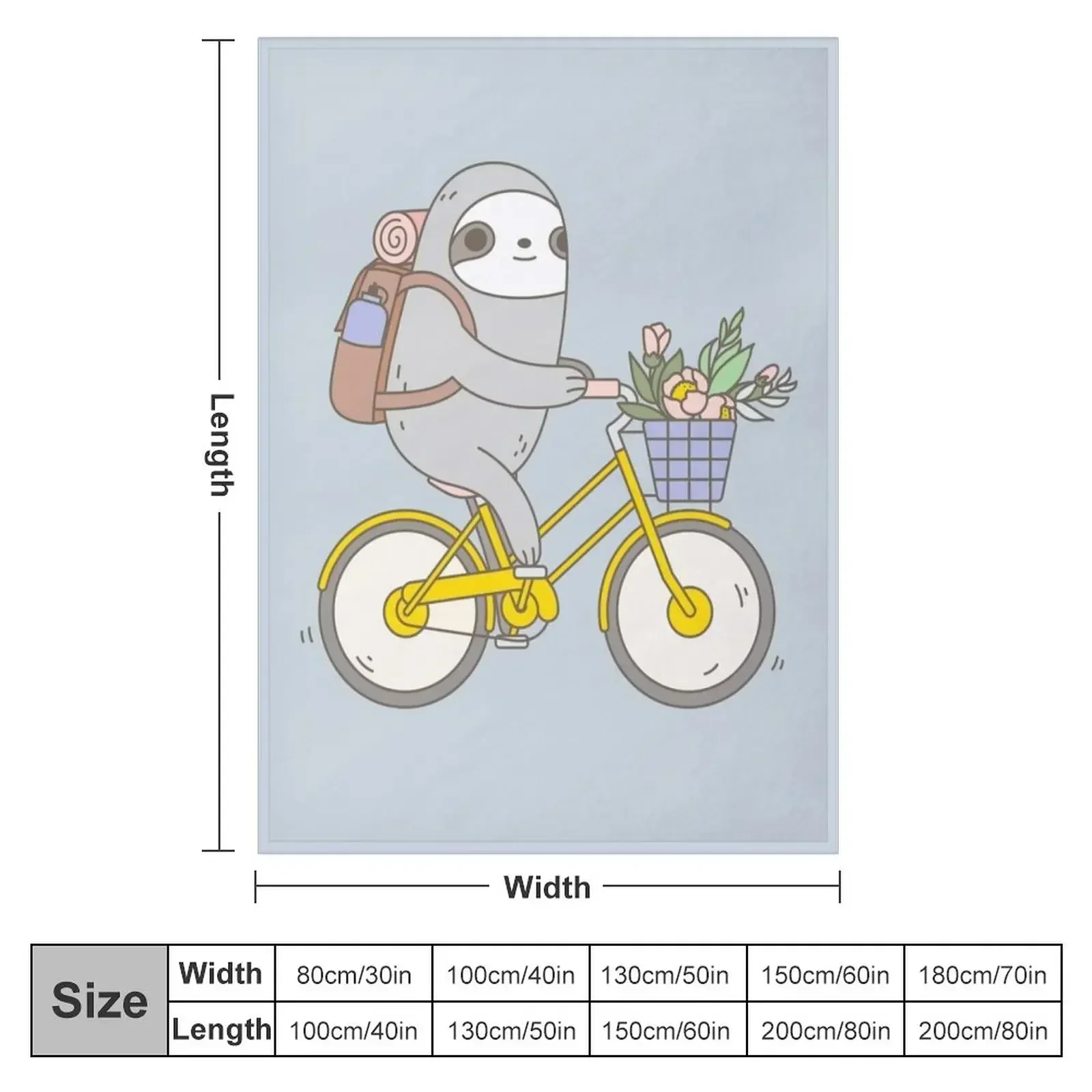 Biking Sloth Throw Blanket Plaid funny gift Winter beds Flannel Fabric Soft warm for winter Blankets