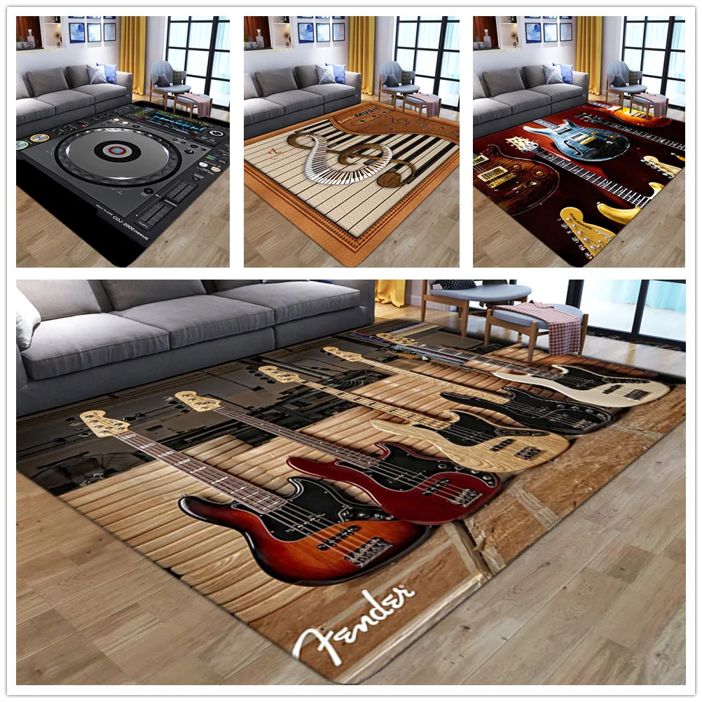 

3D Guitar Pattern Printed Carpets For Living Room Bedroom Area Rugs Modern Home Decoration Comfortable Rug Non-Slip Washable Mat