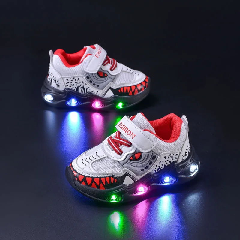 Tenis De Niño Child Sneakers 2024 Boys New Cartoon Kid Shoes Child Baby Autumn LED Luminous Sports Shoes Kids Shark Casual Shoes