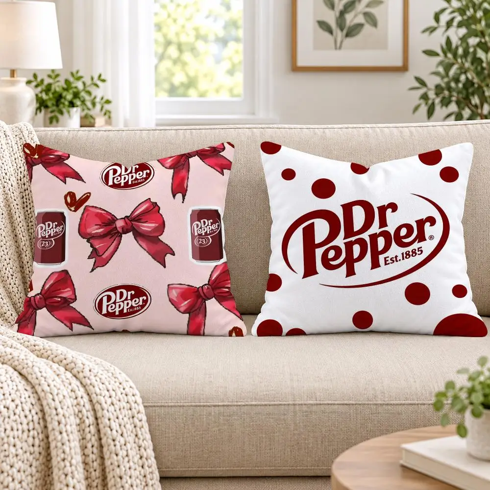 Cherry Drink D-Dr-P-Pepper Cushion Cover Short Plush Double-Sided Printing Sofa Bedroom Pillow Case Aesthetic Home Decor