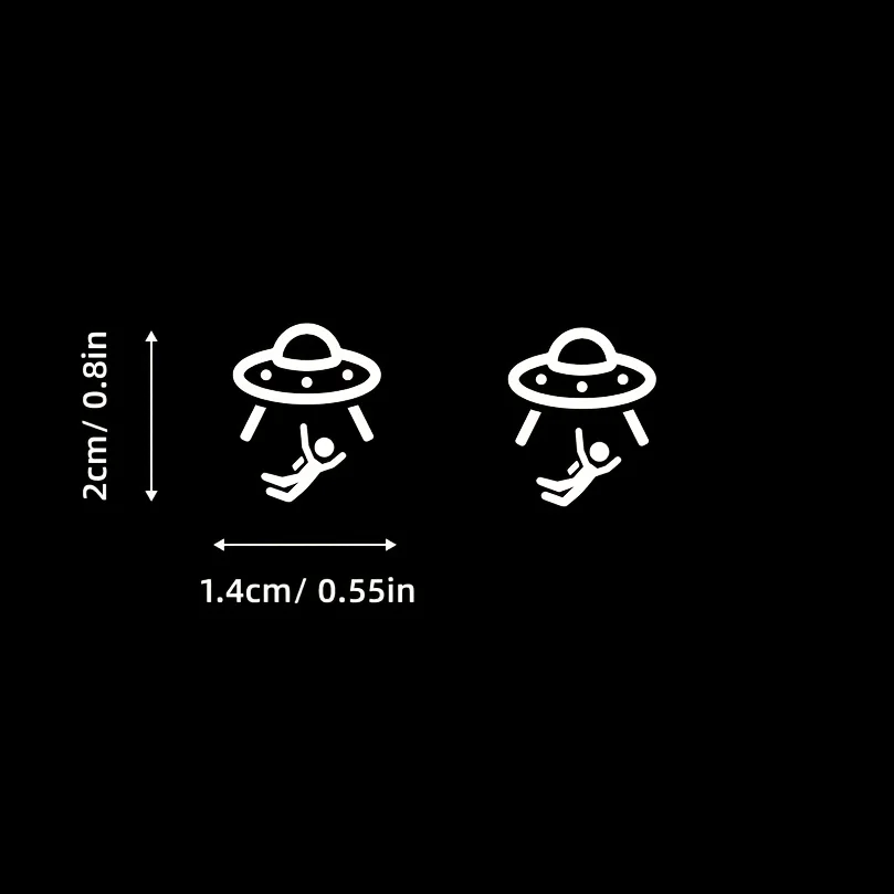 Novelty UFO Empty Button Car Stickers 2PCS Funny Vinyl Decals for Auto Interior Vehicle Decoration Gift Accessory