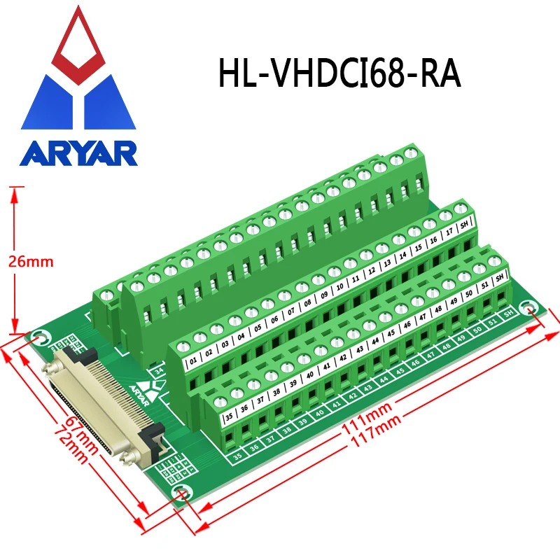 SCSI68 DIN Rail Mount 68-pin MDR Female Interface Module SCSI68 VHDCI 68 Extension Cable