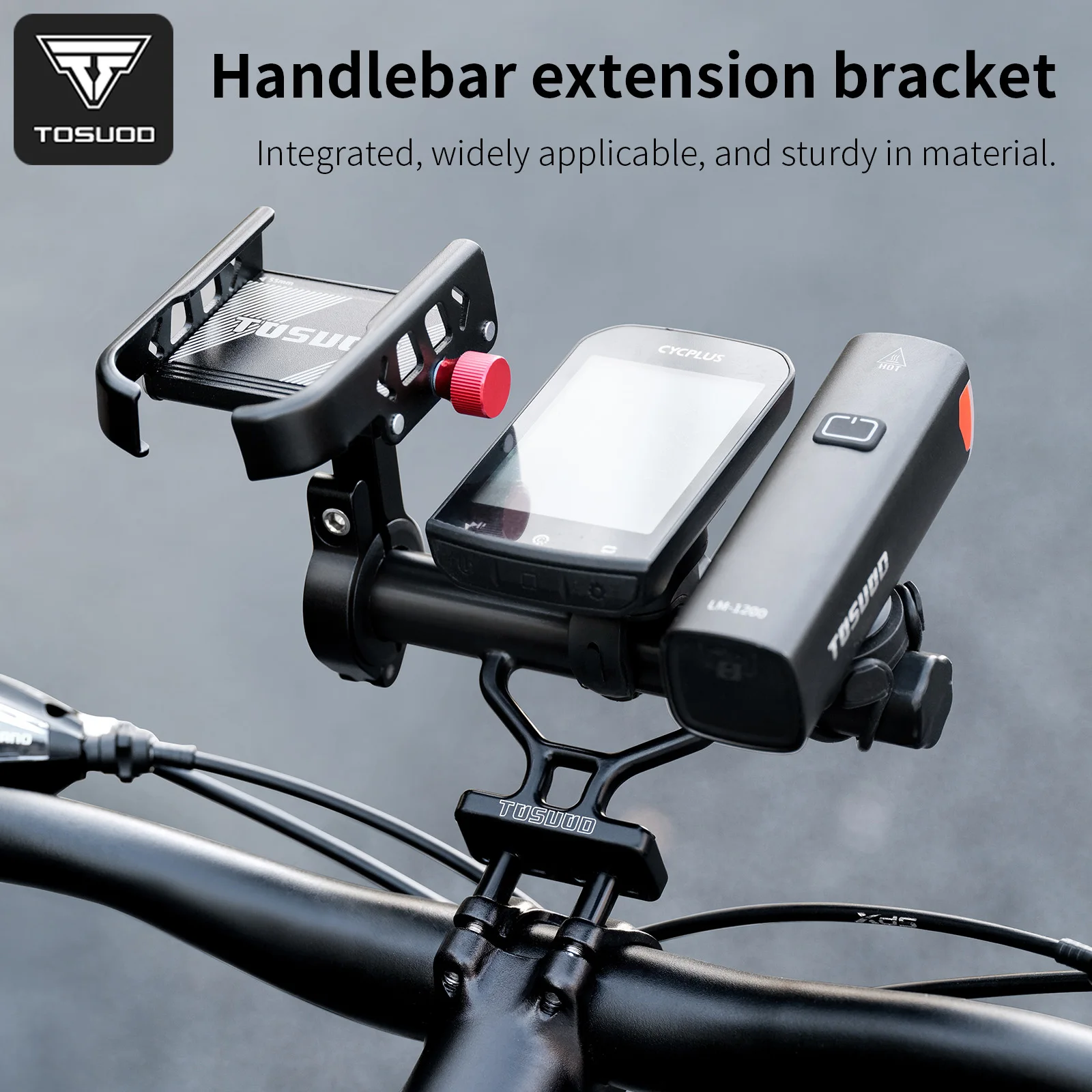TOSUOD Fahrrad-Lenker-Verlängerungshalterung aus Aluminiumlegierung, Ultraleichter Fahrrad-Tachometer-Halter, Robuste Verlängerungszubehörteile