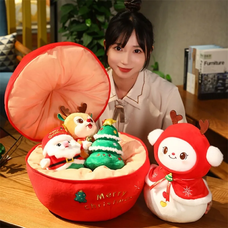 Newest Creative Christmas Ornaments Series Apple Elk Tree Snowman Soft Plush Toys Sofa Decoration Birthday Festival Present