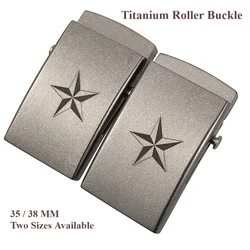 Pure Titanium Roller Buckle with Pentagram Frosted Surface Ultra Light No Rust Men's Belt Accessories for 35/38MM Straps