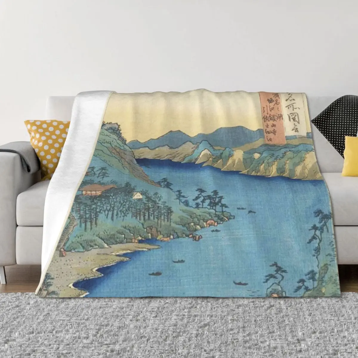

HD Province of Totomi: Lake Hamana, by Utagawa Hiroshige HIGH DEFINITION Throw Blanket Quilt decorative Soft Plaid Blankets