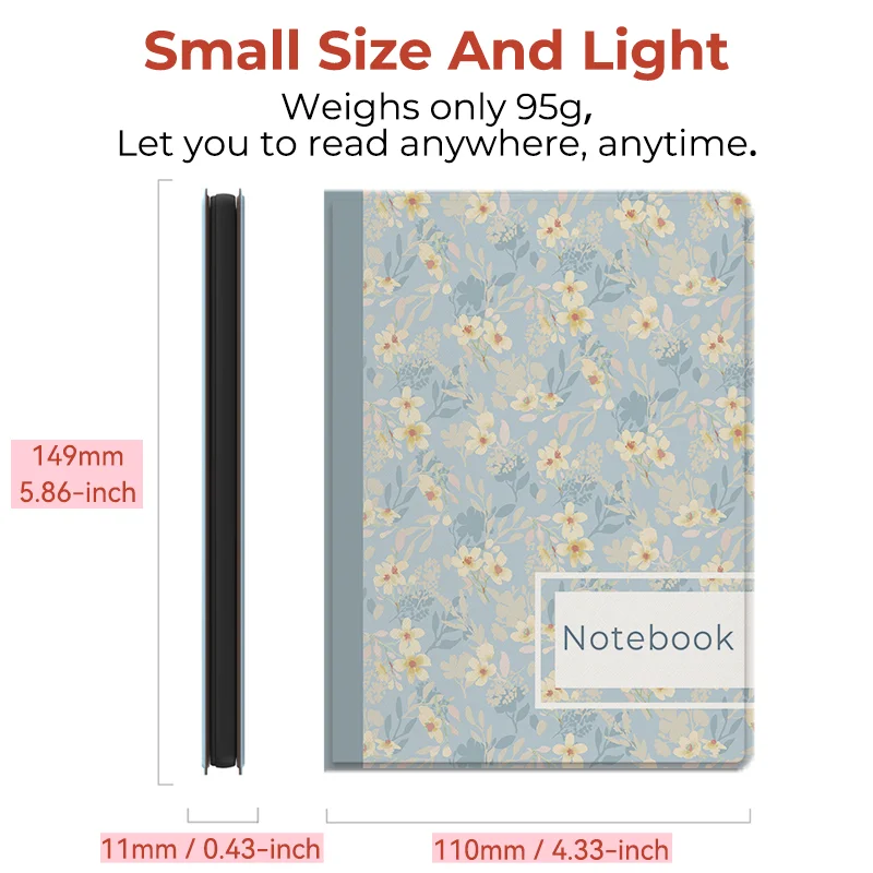 twosheep Floral Notebook Magnetic Case suit for Boox Go6 GenII Go6 Poke7 Poke6 Poke5 Auto Wake Slim Protective Folio Shell Cover 5