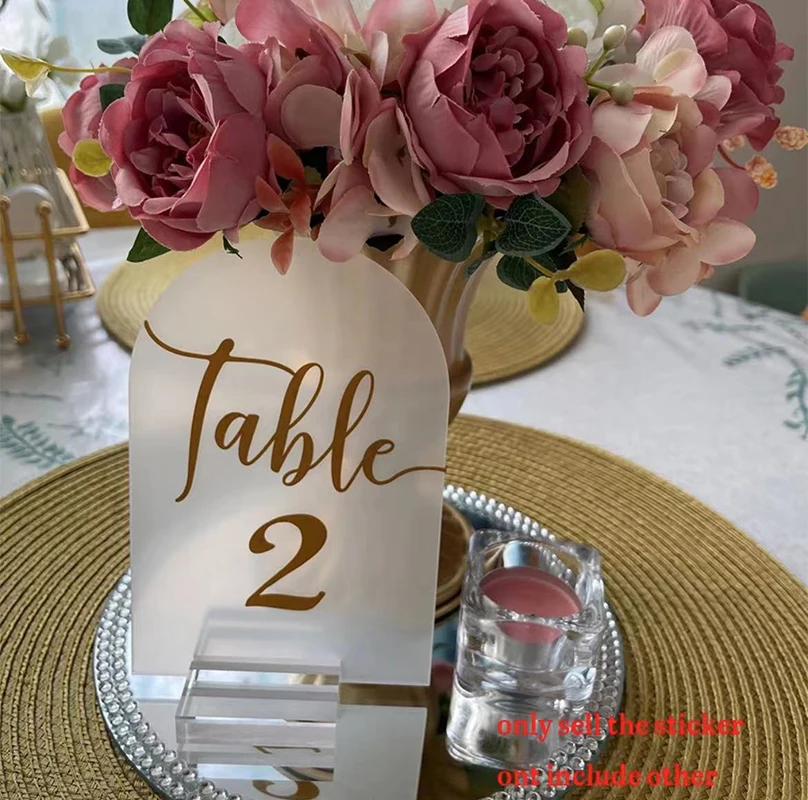 Wedding Number Table Sign Vinyl Decal Wedding Reception Number Stickers for Table Plans DIY Glass Bottle Board Mirror Murals