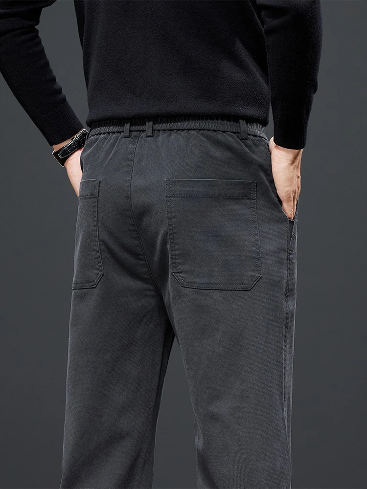 OUSSYU merk herfst winter hoge kwaliteit Lyocell stof casual broek mannen elastische taille rechte dikke broek mannelijke plus maat 40