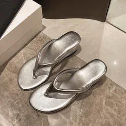 Shoes Woman 2024 Slippers Summer Rubber Flip Flops Heeled Mules Pantofle On A Wedge Low Candy Colors Luxury Slides Hawaiian High