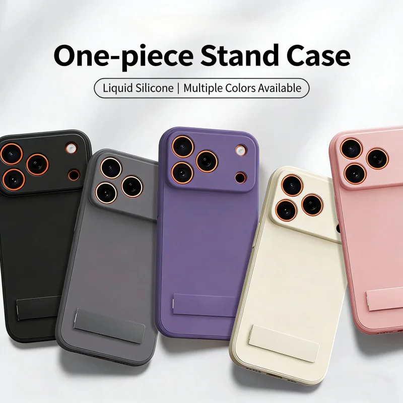 

TPU Shockproof Stand Cover For iPhone 17 16 Pro Max For iPhone 17Air 16 15 14 Pro Case Liquid Silicone Support Protect Case