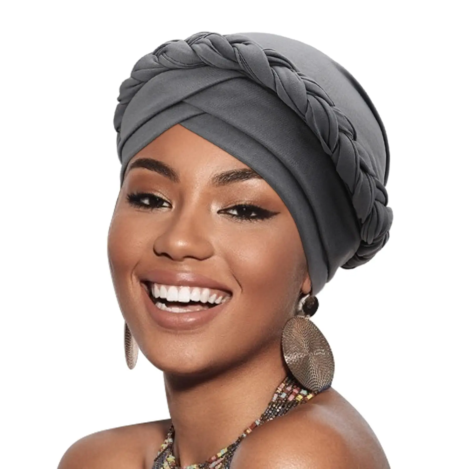 Muslim Hijab Turban Pre-Tied Twisted Hat Thread African Head Wraps for Black Women Chemo Cancer Cap Braid Hair Cover