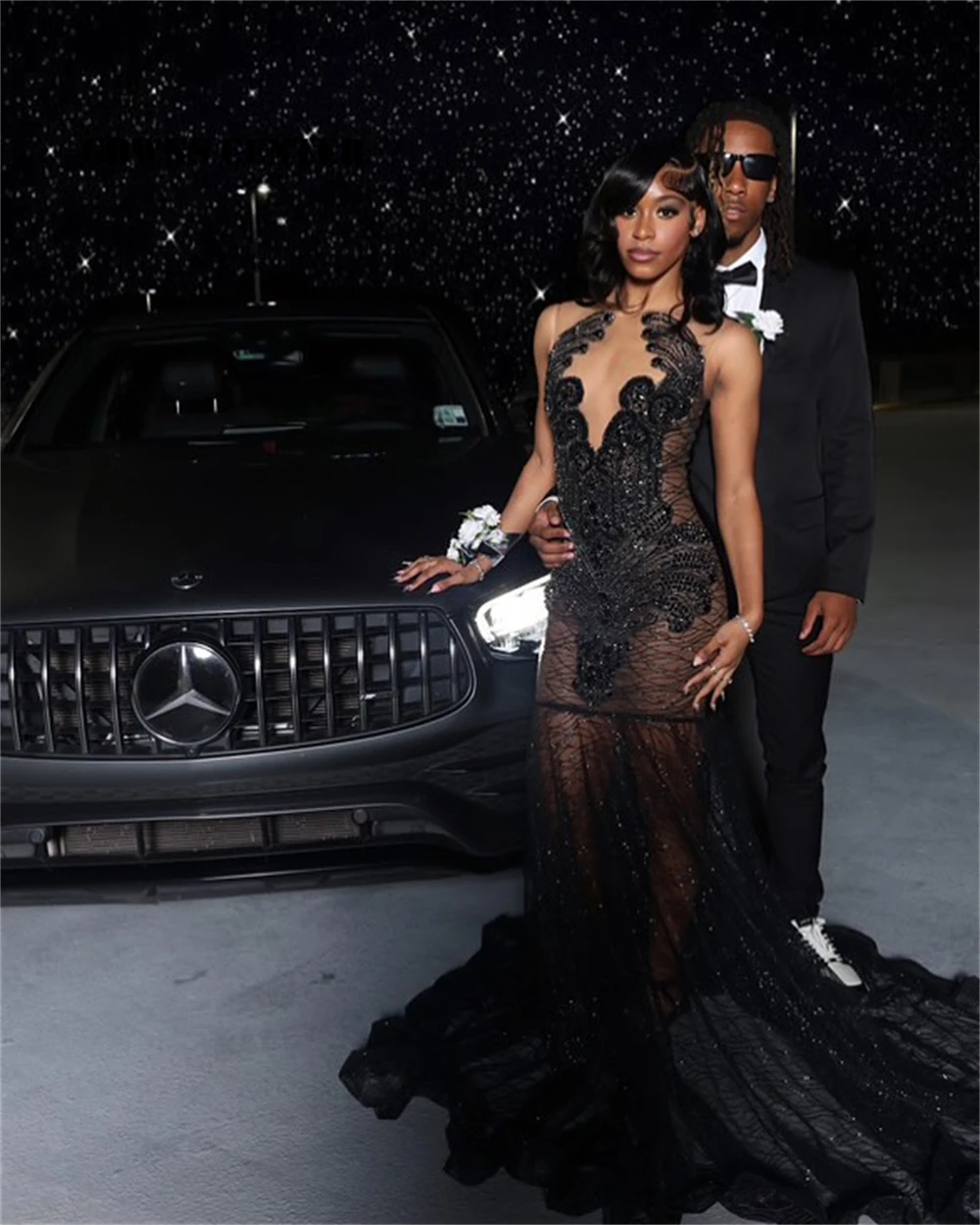 

Illusion Black Mermaid Junior Prom Dresses 2025 Luxury Gowns Black Girs O Neck Formal Occasion Dress Cocktail Customized