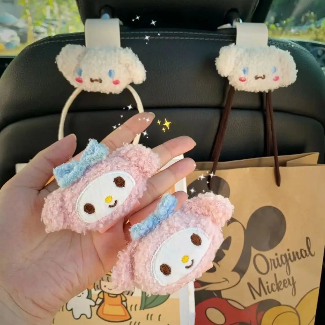 New Kawaii Sanrio Car Seat Hook Hello Kittys Mymelody Cinnamoroll Cartoon Anime Doll Multifunctional Hook Decorative Accessories