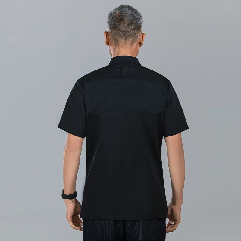 Мужская кухонная куртка, униформа пекарни официанта, летняя одежда для барбекю, кафетерия, одежда шефа, униформа для столовой, рубашка для приготовления пищи