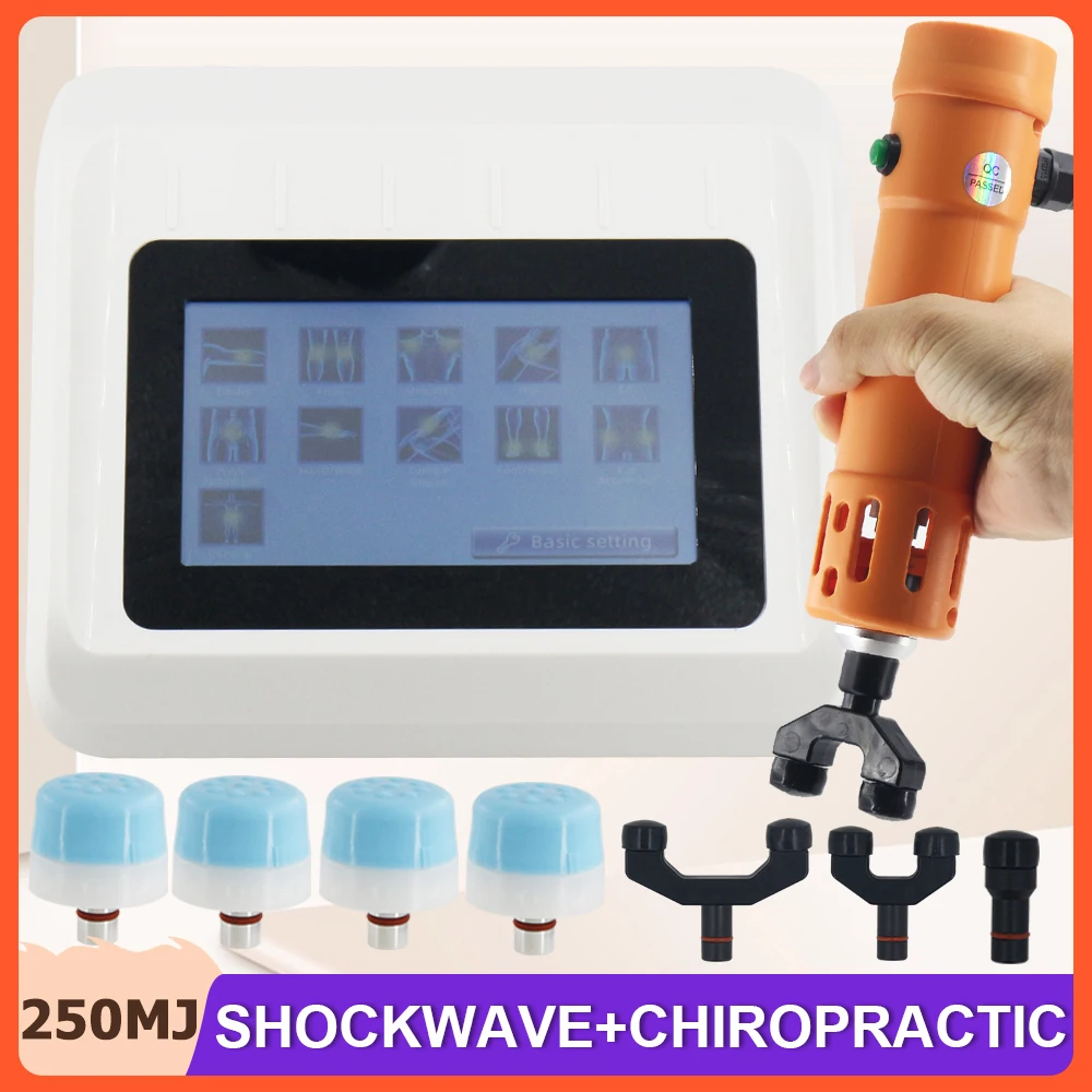 Shockwave Therapy Machine 250MJ Professional Shock Wave Chiropractic Massage Gun For ED Treatment Relief Pain Muscle Massager