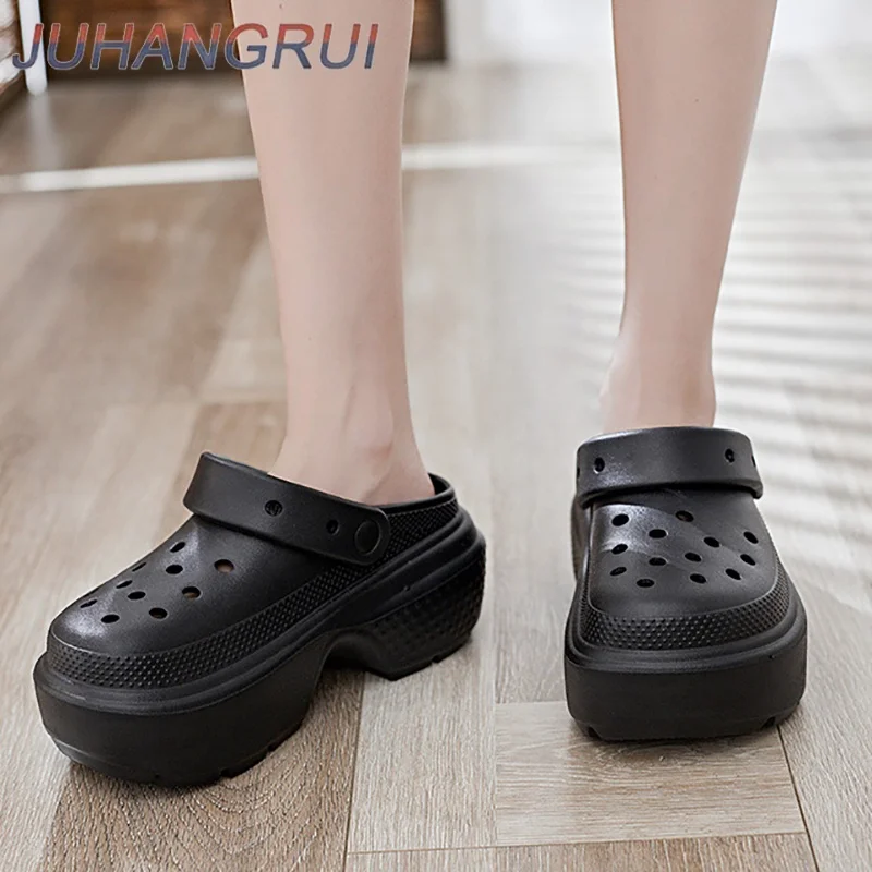 العصرية المرأة النعال غطاء رأس ثقب الأحذية سميكة القاع زيادة لينة إيفا مصبوب الصنادل الرجال حذاء كاجوال ثقب الحذاء