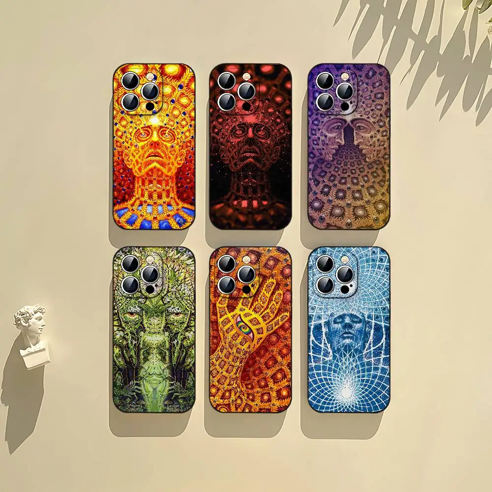 A-Alex G-Grey Art Handyhülle Schwarz Passend für iPhone 17,16,15,11,13,14 Pro Max,Plus,X,Xr,Xs Max,13Mini