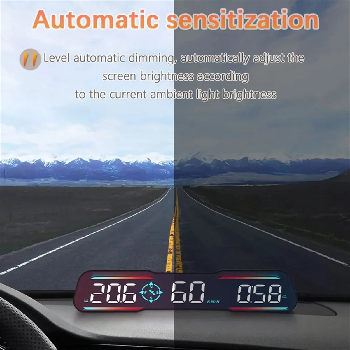 

Durable G19 HUD Head Up Display Speedometer Car Speed Gauge MPH Overspeed Alarm Driving Angle Time Compass Driving Alarm