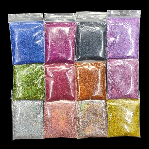 Imagen 2 del producto 27 colores 10 g/bolsa láser uñas brillo cromo polvo de uñas diamante Arco Iris brillo lineal Gel polaco holográfico pigmento brillante