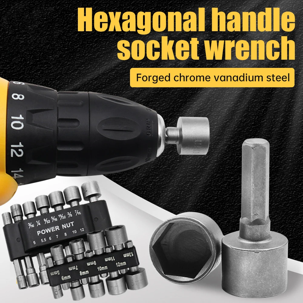 9pcs/set 5mm-13mm Hex Sockets Sleeve Nozzles Nut Driver Set Screwdriver Set Schroevendraaier Set Bits Sets Tools Socket Wrenches