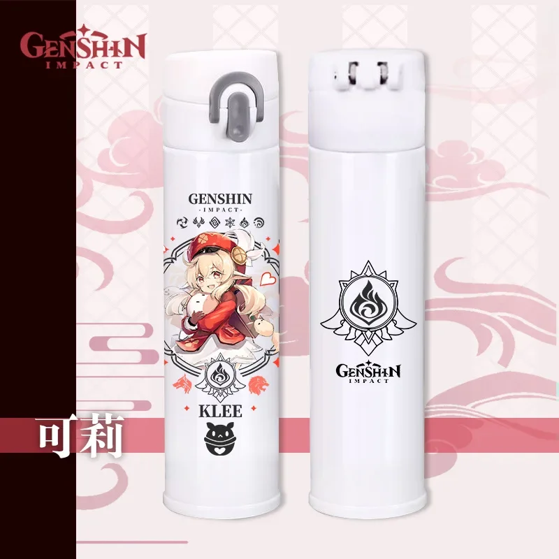 400ml Genshin Impact Thermos Water Bottles Hutao Klee Beelzebul Yae Miko Kawaii Insulated Bottles Vacuum Cup Flask Anime Gifts