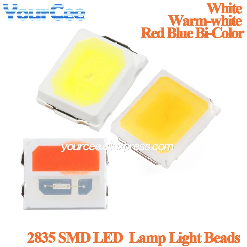 1000pcs/50pcs 2835 SMD LED Warm White Red Blue Bi-Color High Bright Light Emitting Diode 0.2W 0.5W Lamp Light Beads
