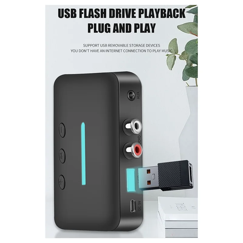 Ingenious-Neue 5.3-Version Bluetooth-Audioempfänger U-Disk-Musikwiedergabe Altes Stereo-zu-Wireless-Bluetooth-Adapter