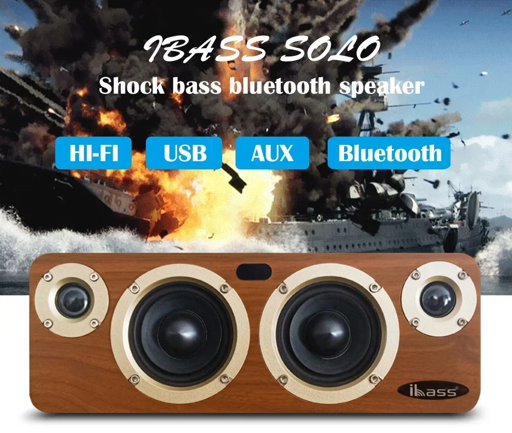 IBASS Wooden Speaker 200W Ultra High Power Bluetooth Speaker 4 Units Surround Sound Subwoofer Karaoke Wireless Coaxial Input