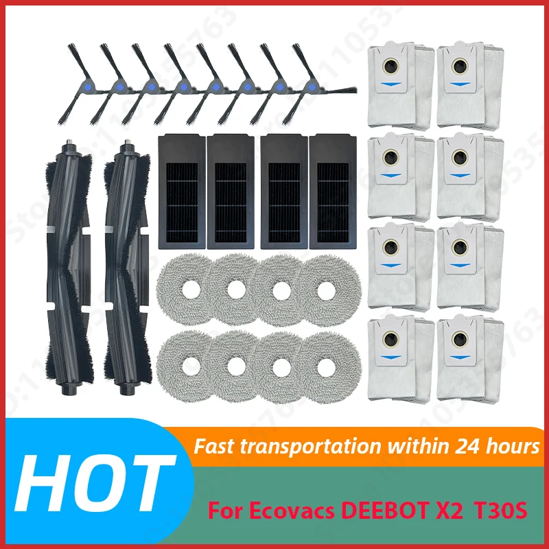 

For Ecovacs DEEBOT X2 T30S Robot Vacuum Cleaner Main Side Brush Filter Mop Dust Bag Accessories