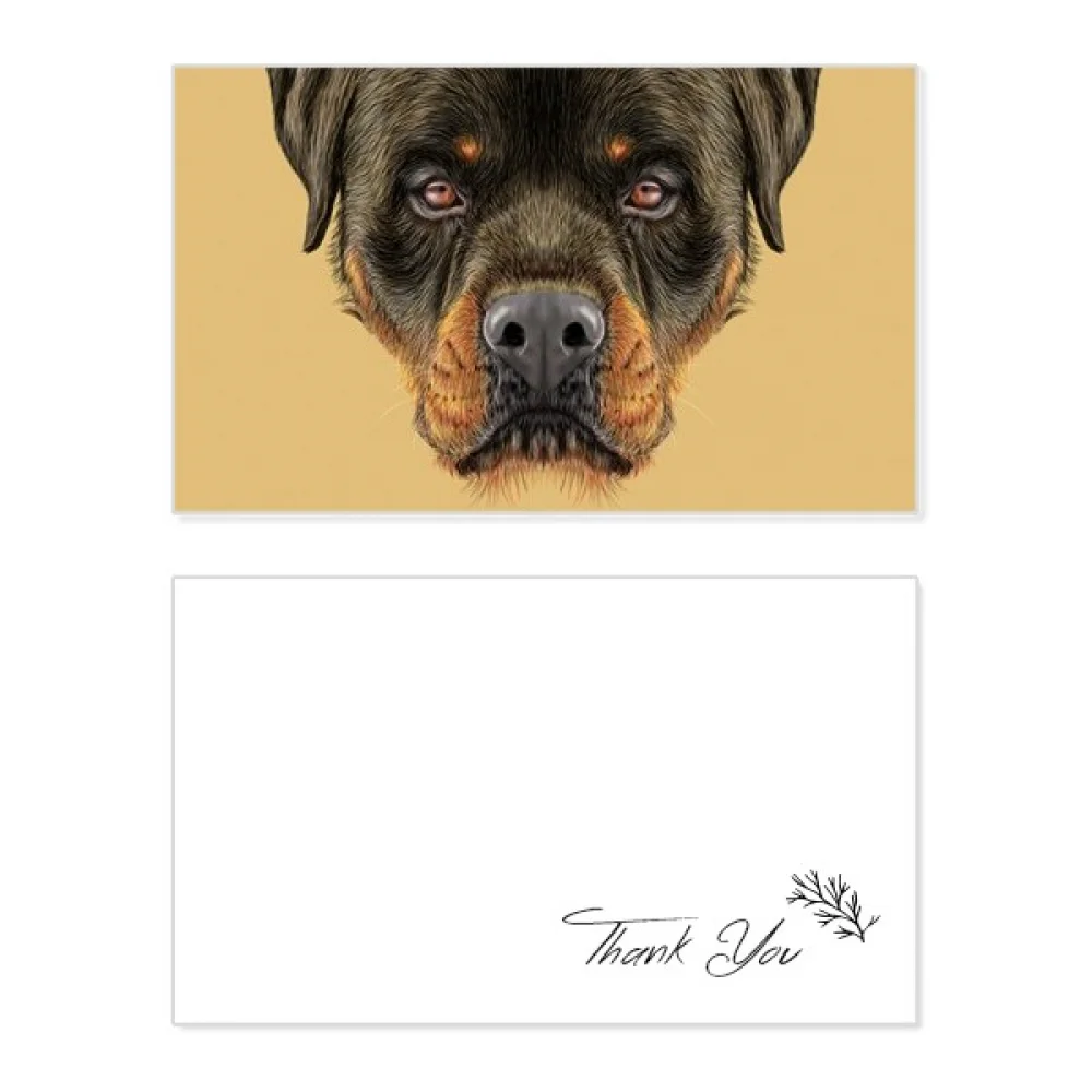 Black Ferocious Rottweiler Dog Pet Animal Thank You Card Birthday Paper Greeting Wedding Appreciation