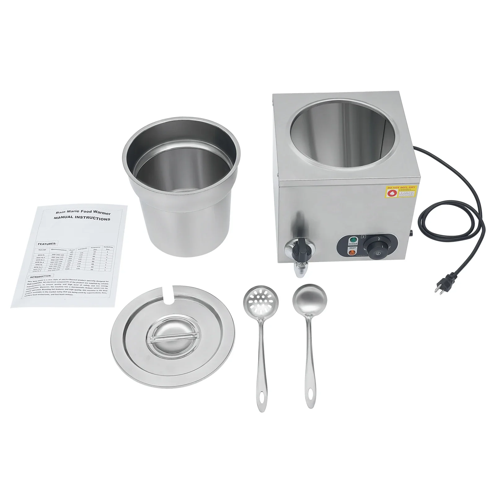 7L/1.85Gal Commercial Soup Warmer, Electric Cheese Dispenser 300W Cheese Warmer Dispenser