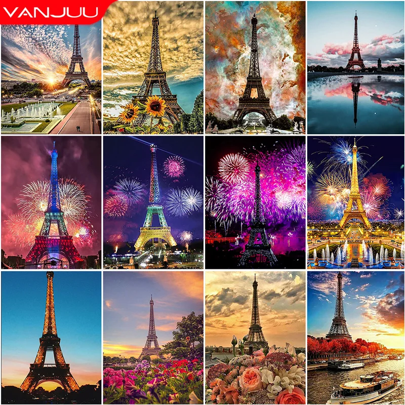 5D pittura diamante fai da te parigi torre Eiffel pieno diamante rotondo mosaico scenario diamante ricamo Kit strass decorazione della casa