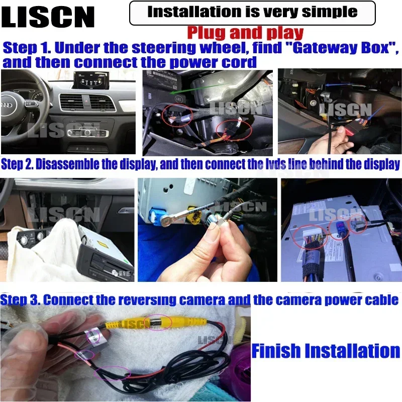 Front Rear Camera interface Adapter For Audi Q3 8U RS Q3 2011 to 2018 No Coding Required Original Screen Backup Reverse Camera