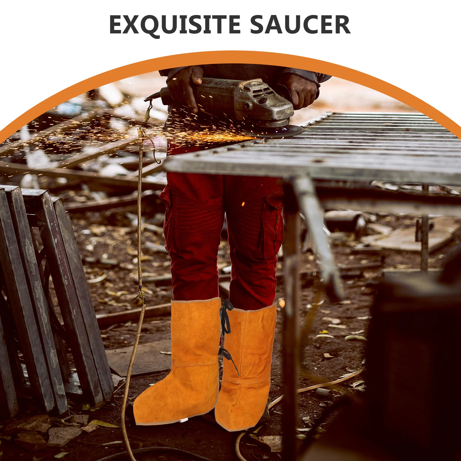 1 زوج لحام المشاجرات الثقيلة مقاومة للحرارة التغطية الكاملة التمهيد الحرس لأحذية العمل مع تصميم الدانتيل قابل للتعديل #3