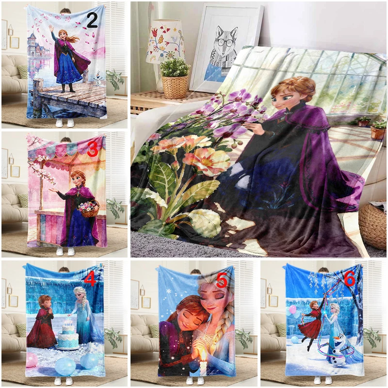 

Disney Frozen Anna Flower Blanket Flannel Throw Warm Sofa Bed Cover for Home Decor