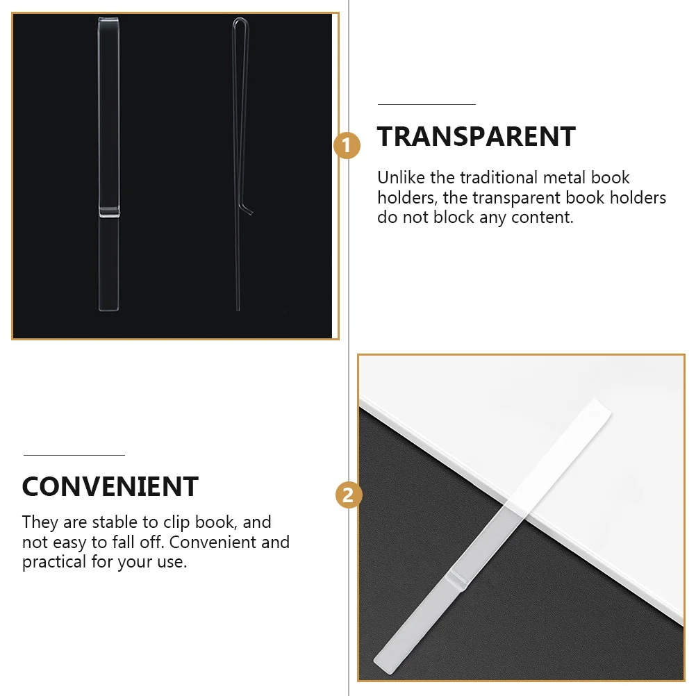 

2Pcs Music Score Clip Transparent Acrylic Durable Smooth Edges Non-Scratch Sheet Music Holders Practical Page Clamp
