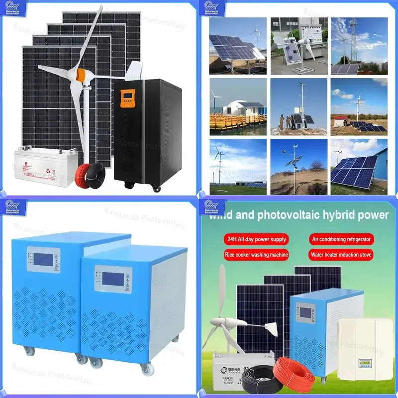 Sistema Gerador Híbrido Eólico Solar 3KW 5KW 8KW com Controlador MPPT, Kit de Energia Off-Grid, Painel de Turbina de Energia Renovável para Casa